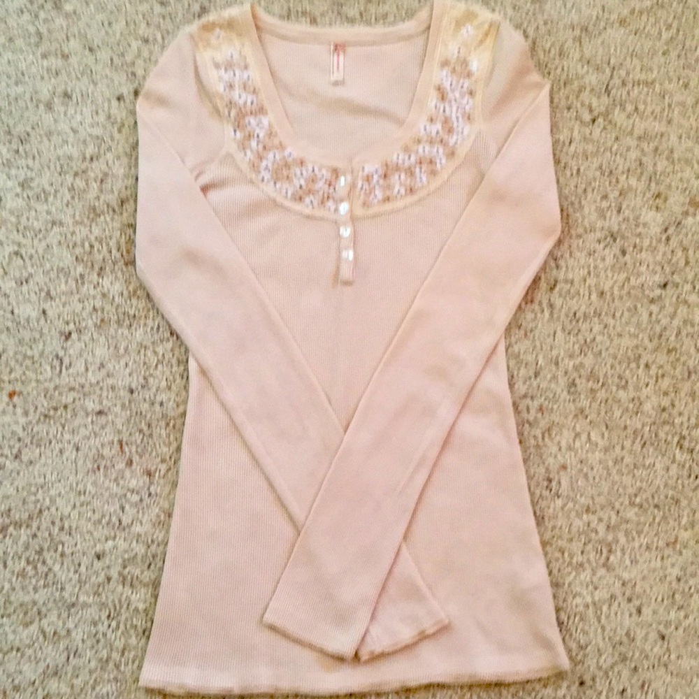 Free People Embroidered Thermal Shirt